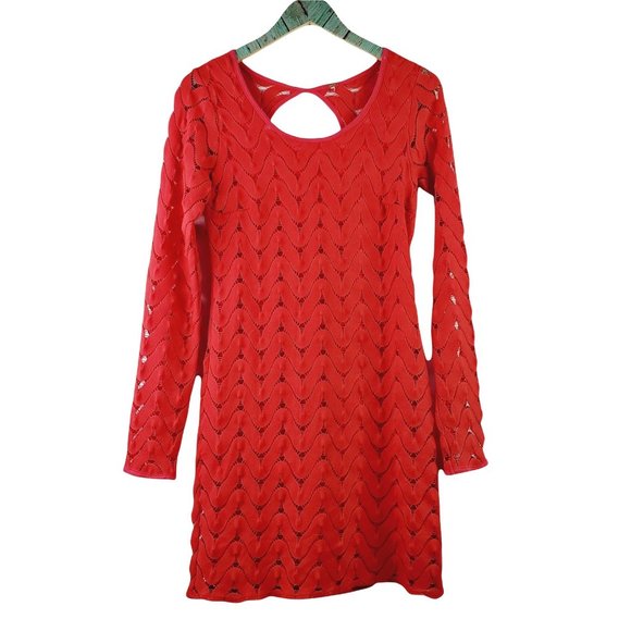 Free People Wild Thing Red Bodycon Crochet Dress Sz M - Picture 2 of 9
